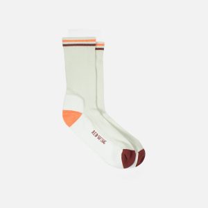 Vintage Stripe Socks - 97666 - Silver Birch. Wild Salmon. Burnt Mahogany